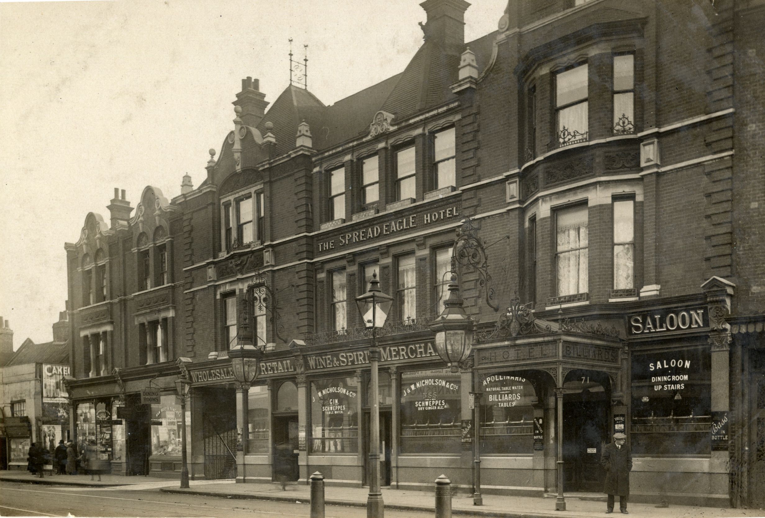 old photo of the exterior of the Spread Eagle pub