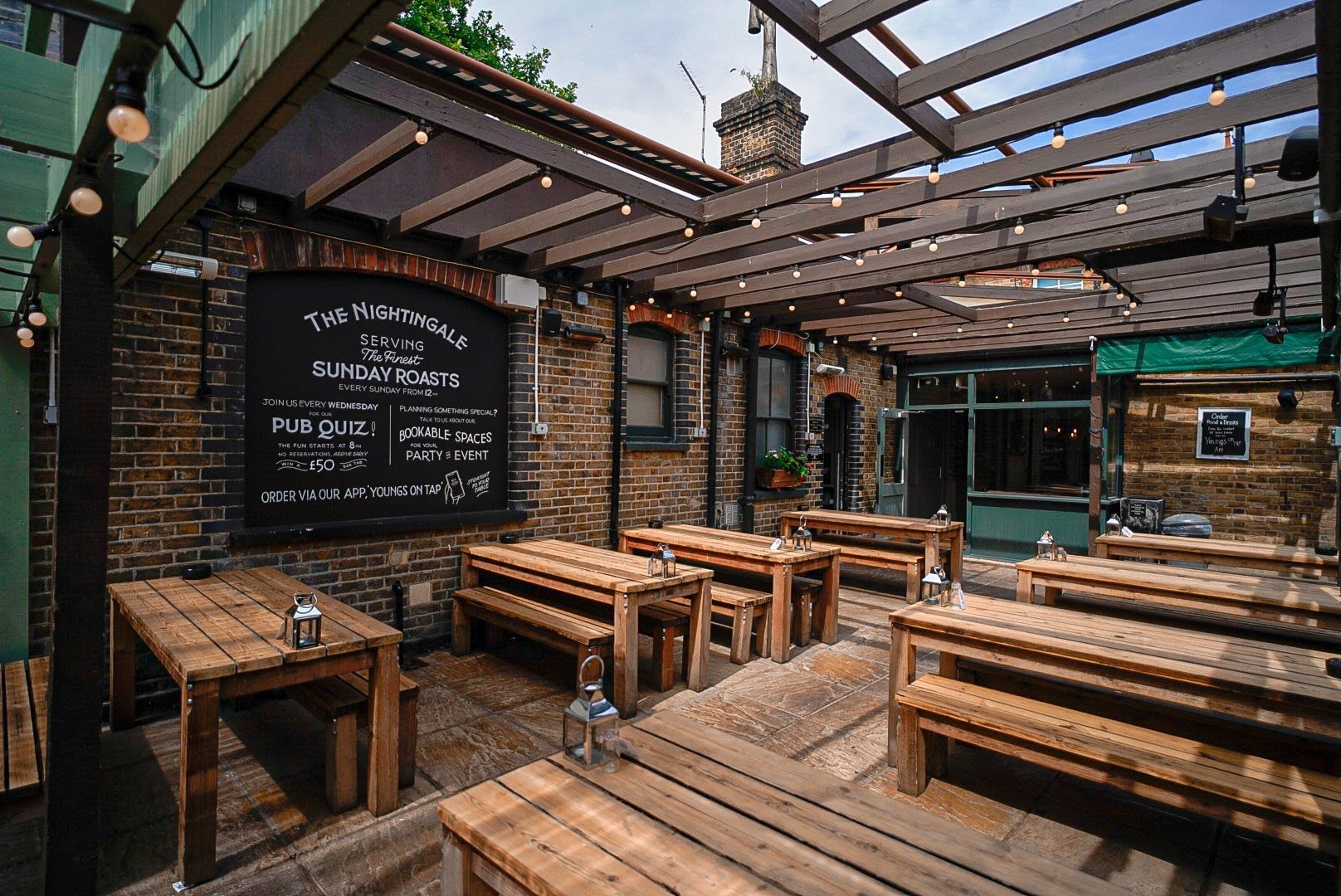 Pub garden with TVs