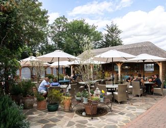 Patio garden at the Onslow Arms, Clandon